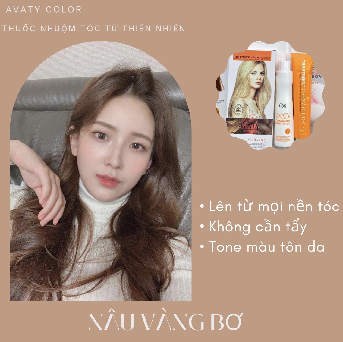 Thuốc nhuộm tóc avaty màu nâu vàng bơ từ thiên nhiên
