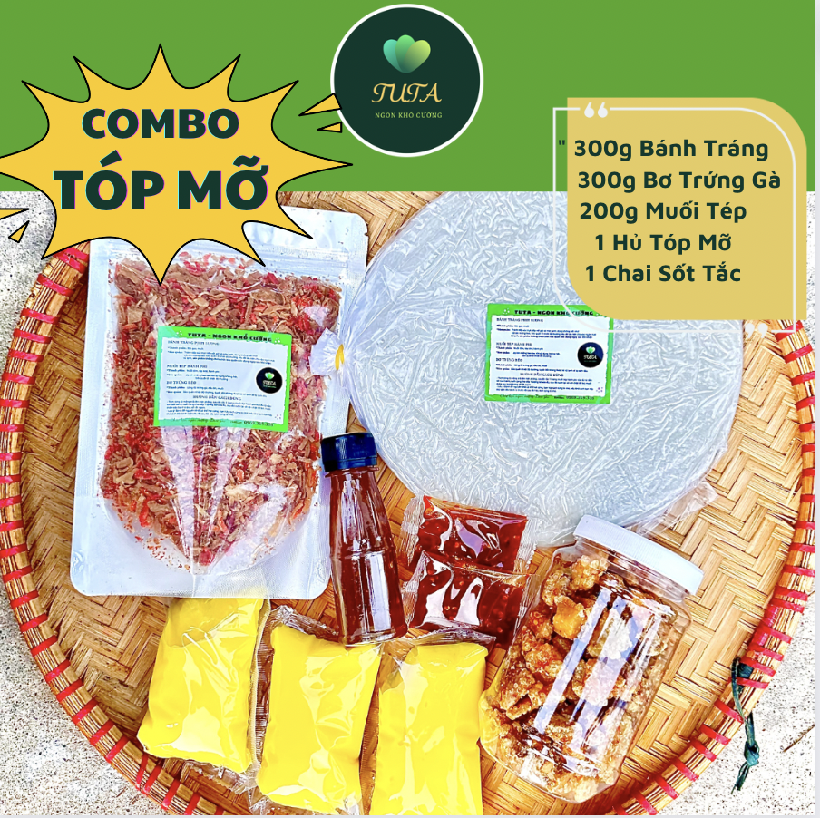 Combo tóp mỡ bánh tráng phơi sương tuta