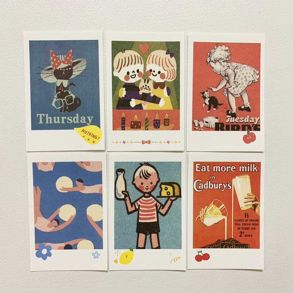 Set 50 Hình In Kiểu Polaroid Cartoon Vintage - Set 50 Ảnh In Retro Trang Trí Sổ Bullet Journal