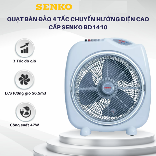 Quạt bàn đảo senko bd1410 quạt để bàn b4 cánh lớn