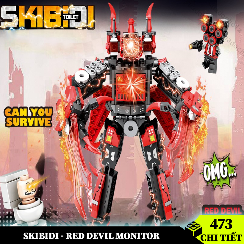 Skibidi Toilet Man Red Devil Monitor, Đồ Chơi Cuộc Chiến Monitoring Người Đàn Ông Nhà Vệ Sinh