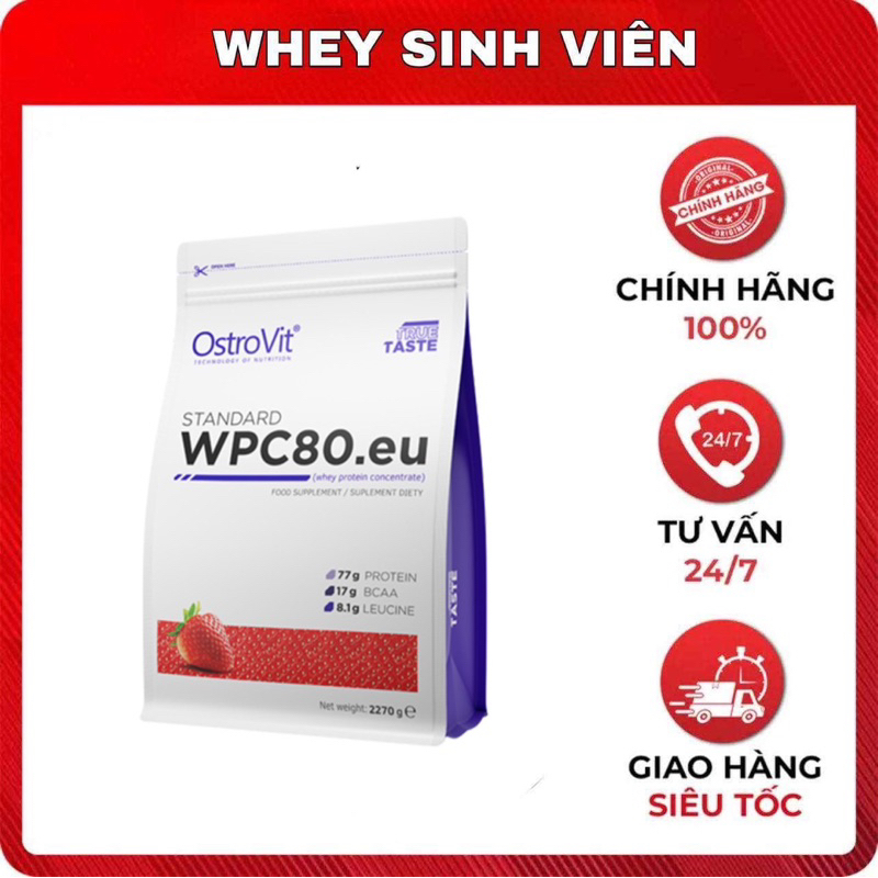 [Chính hãng] [Kèm Bình] Ostrovit Whey WPC80 - Thực phẩm bổ sung Whey Protein Sữa Tăng Cơ Bắp giá sinh viên (2.27 kg)