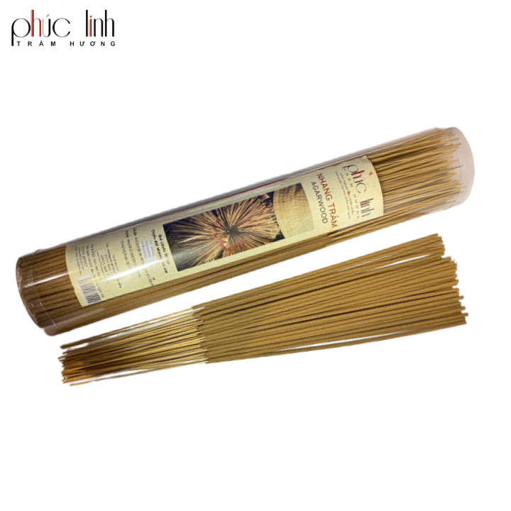 Nhang Trầm Hương Nhãn Trắng - Dài 30cm -180gr - 150cây - Trầm Hương Phúc Linh, Cam Kết Không Hương Liệu và Hóa Chất