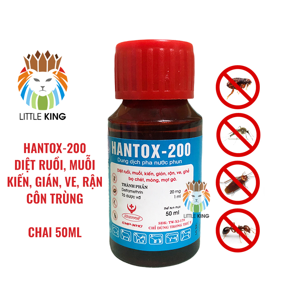 Thuốc diệt muỗi diệt ruồi diệt ve cho chó thú nuôi Hantox 200 50ml thuốc xịt muỗi xịt ruồi trong nhà và chuồng trại Chăm sóc thú cưng