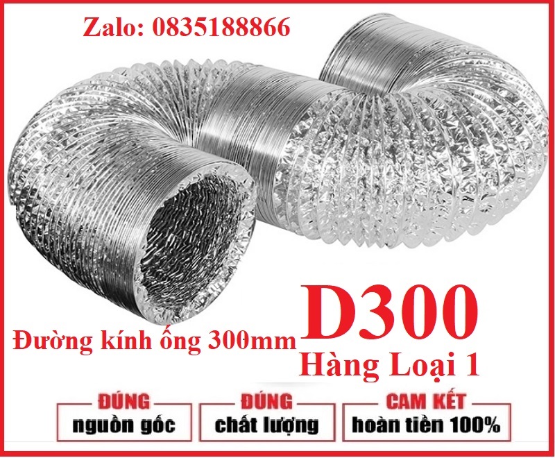Ống sun bạc phi 300 mm - dài 8 mét dùng thông gió, hút mùi nhà bếp, nhà xưởng, chung cư hàng loại 1 chất lượng đảm bảo