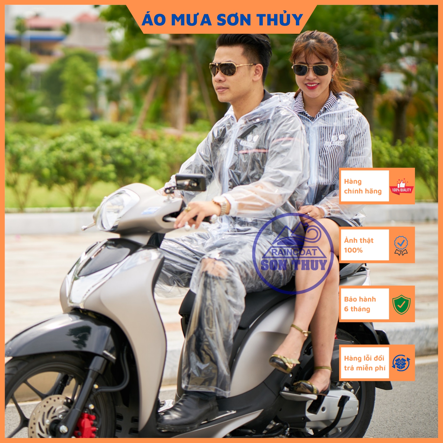 Bộ áo mưa trong suốt Sơn Thủy K25, bộ quần áo mưa nhựa dẻo PVC trong suốt siêu thời trang