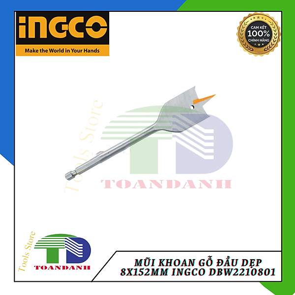 Mũi khoan gỗ đầu dẹp 8mm ingco dbw2210801