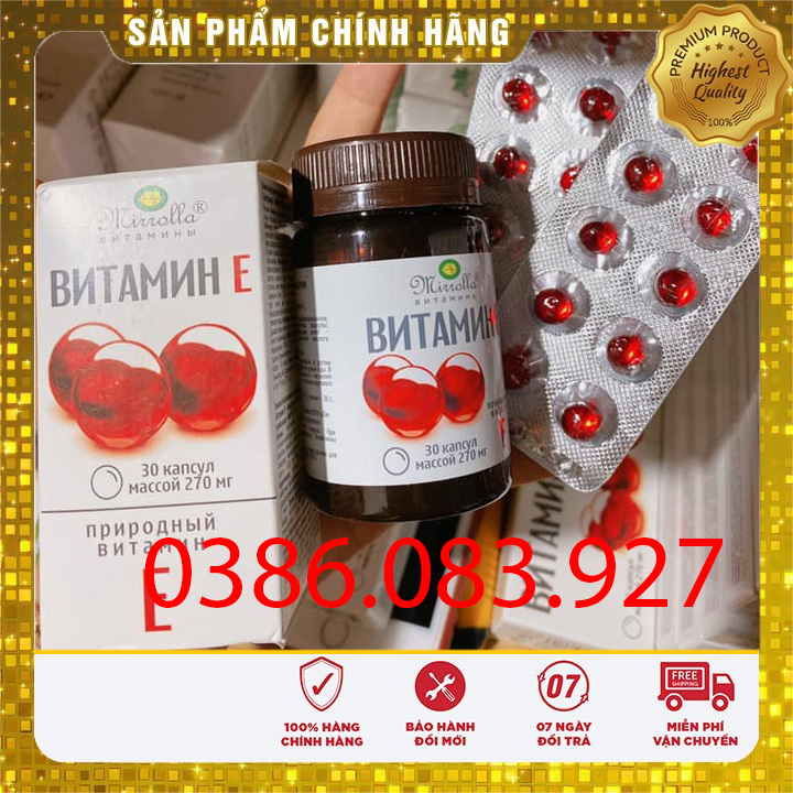 [CHÍNH HÃNG] VITAMIN E đỏ lọ 30v của Nga MIROLA (MIRROLLA) 270mg