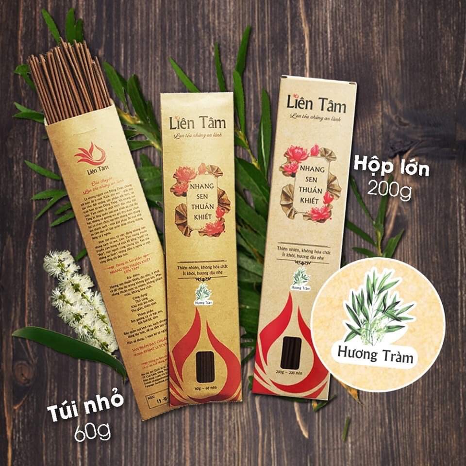 NHANG SẠCH LÀM TỪ SEN THƯƠNG HIỆU LIÊN TÂM 30cm - TÉP 60 CÂY HƯƠNG TRÀM  HOẶC HƯƠNG SEN NGUYÊN BẢN