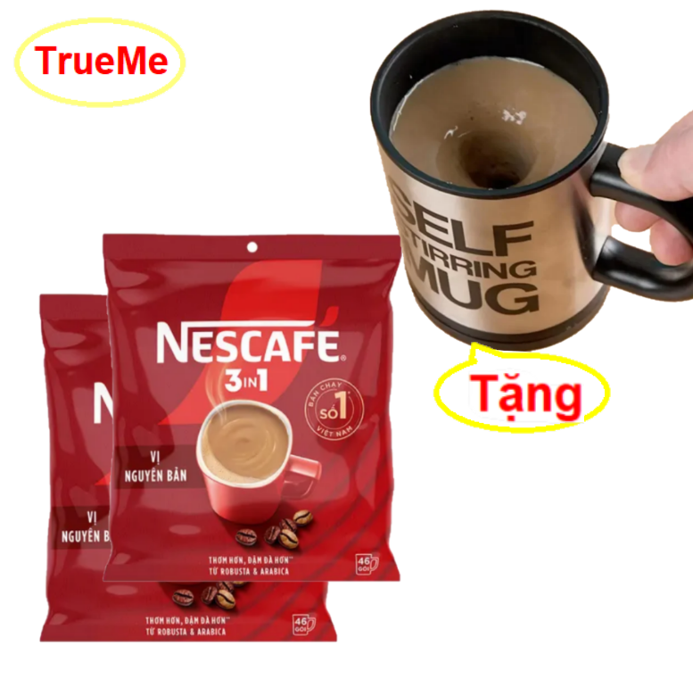 [Tặng ly khuấy tự động] Bộ x2 túi Nescafe Túi đỏ (46gói x 17g/Túi) - Ca phe rang xay hoa tan - cafe 