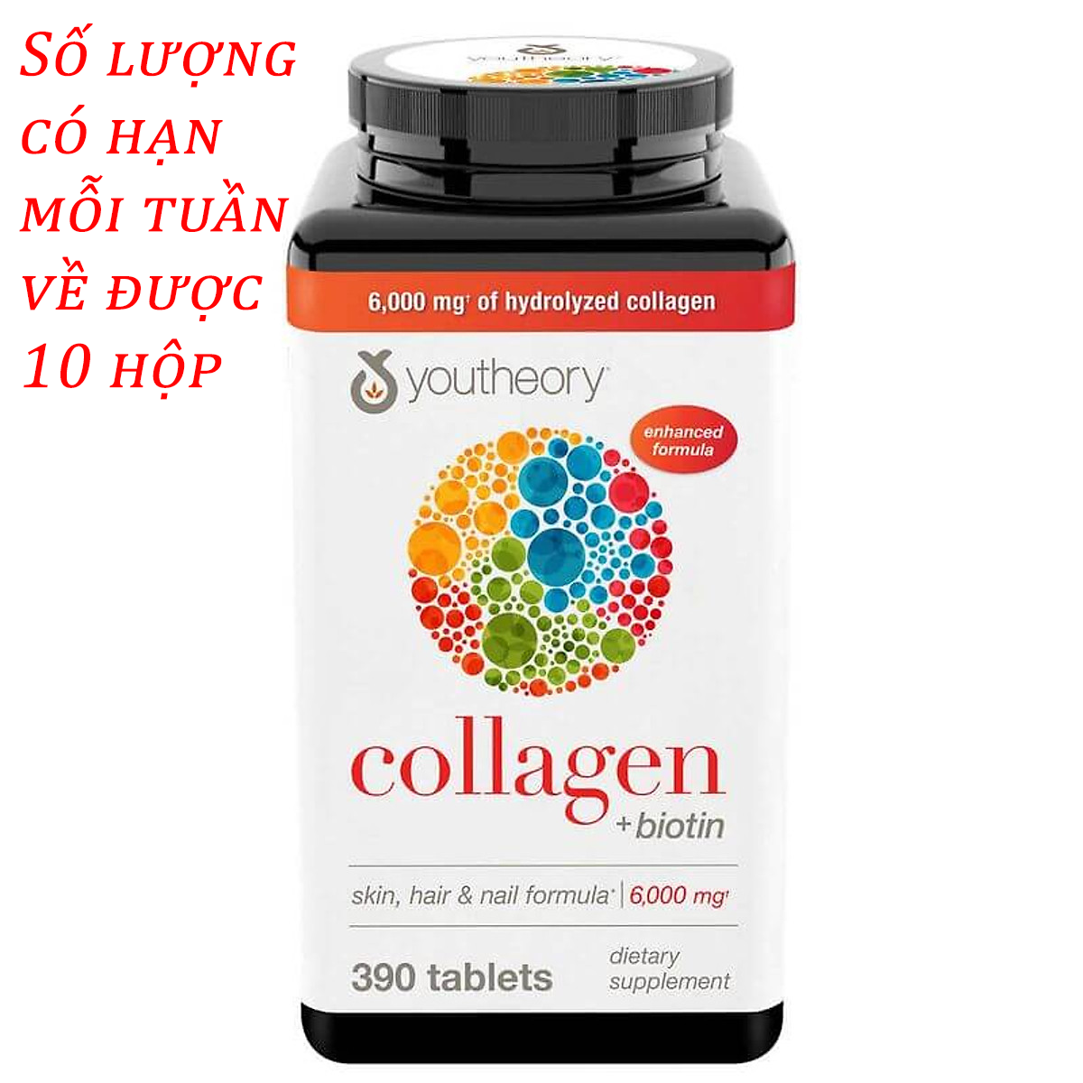 Collagen uống Viên uống bổ sung Collagen Youtheory Mỹ 390 Viên