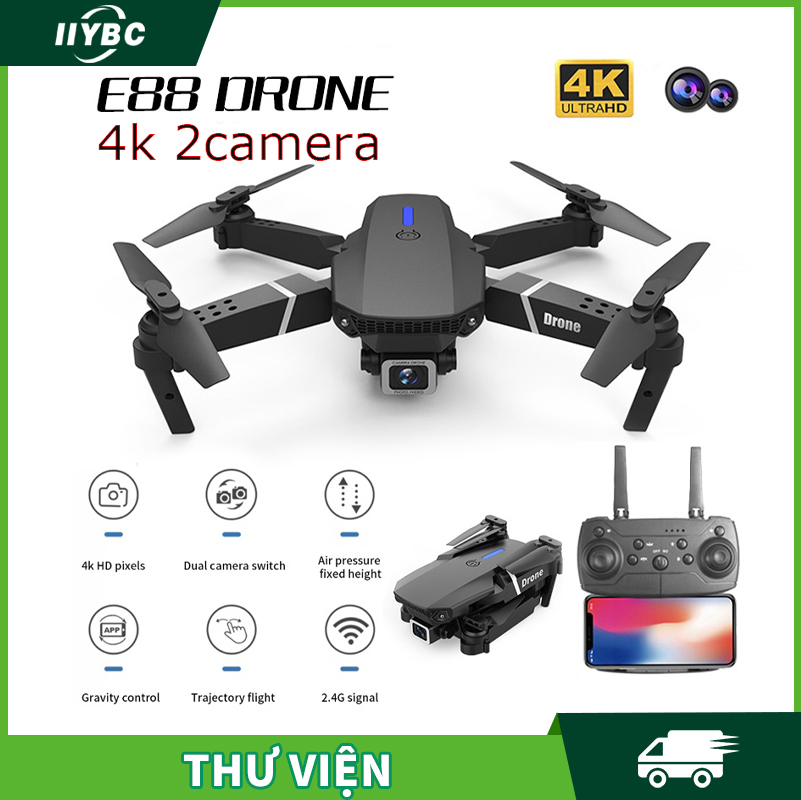 Flycam E88 Pro 4k 2camera/MáY Bay đIểU KhiểN Từ Xa 4 CáNh Flycam E88 Pro Fly Cam MáY Bay KhôNg NgườI LáI Play Camera HơN TráNh ChướNg NgạI VậT HồNg NgoạI ChứC NăNg CàI đặT độ Cao KếT NốI Wifi đIệN ThọAi Hd Camera đôI đEn PhiêN BảN đIệN