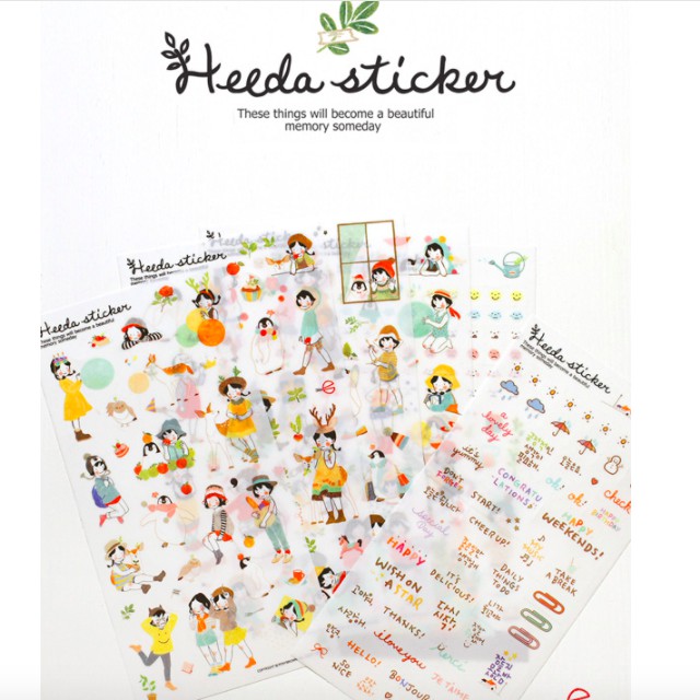 Bộ 6 tờ sticker heeda cô gái ngọt ngào trang trí bukao