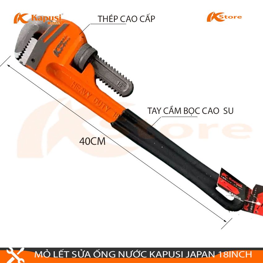 Mỏ lết sửa ống nước kapusi japan 18inch/40cm - kìm nước tiêu chuẩn nhật bản mỏ lết răng - kìm cá sấu