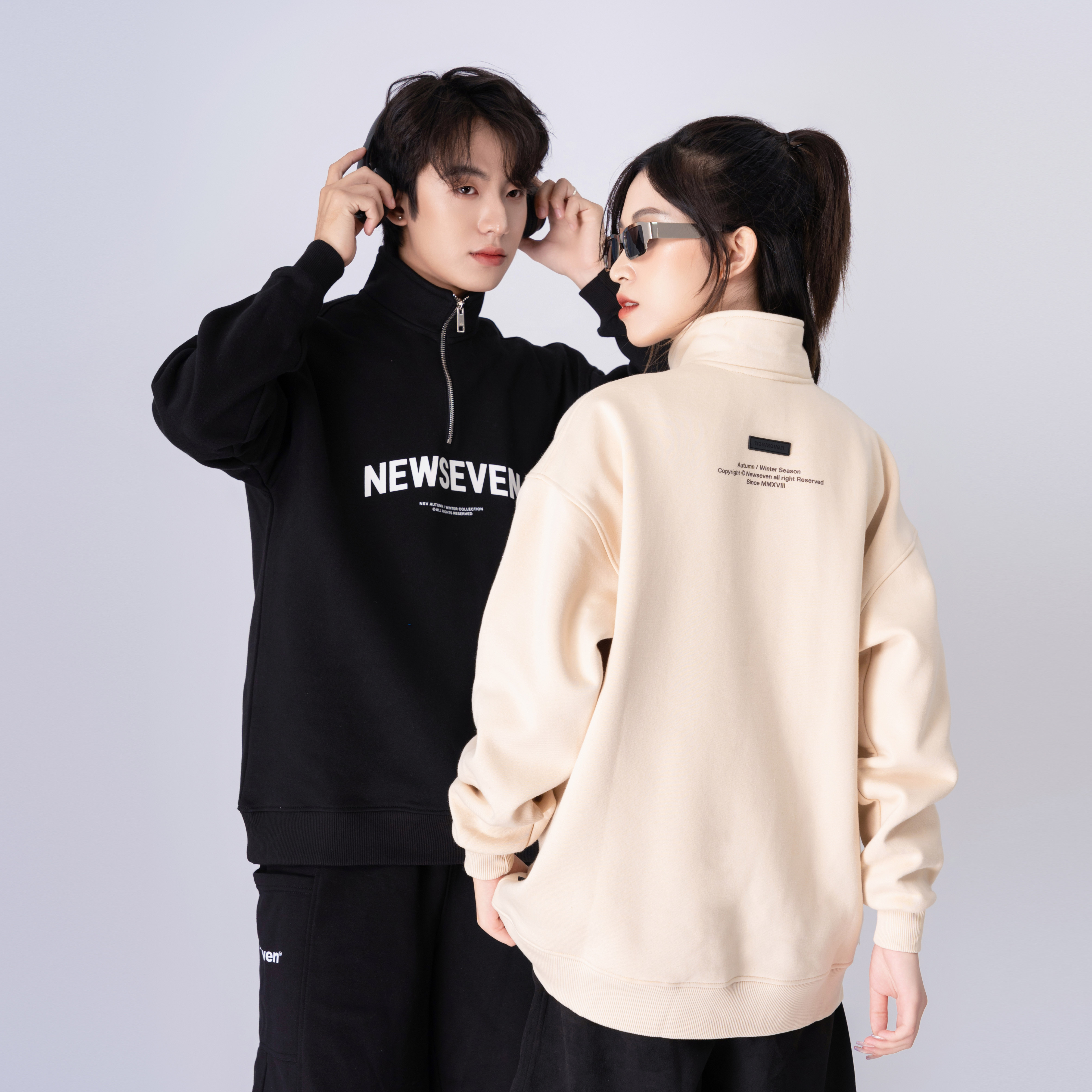 Áo sweater newseven signature half-zip basic
