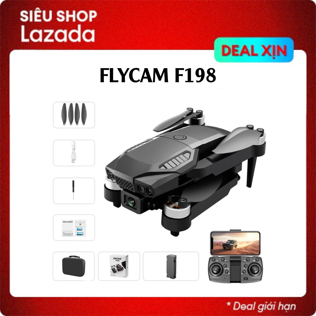 Máy bay điều khiển từ xa plycam mini F198 camera 4k, động cơ không chổi than siêu bền chịu mọi va đập, nhào lộn 360 độ