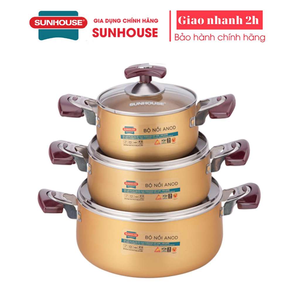 Bộ nồi anod sunhouse sh6634
