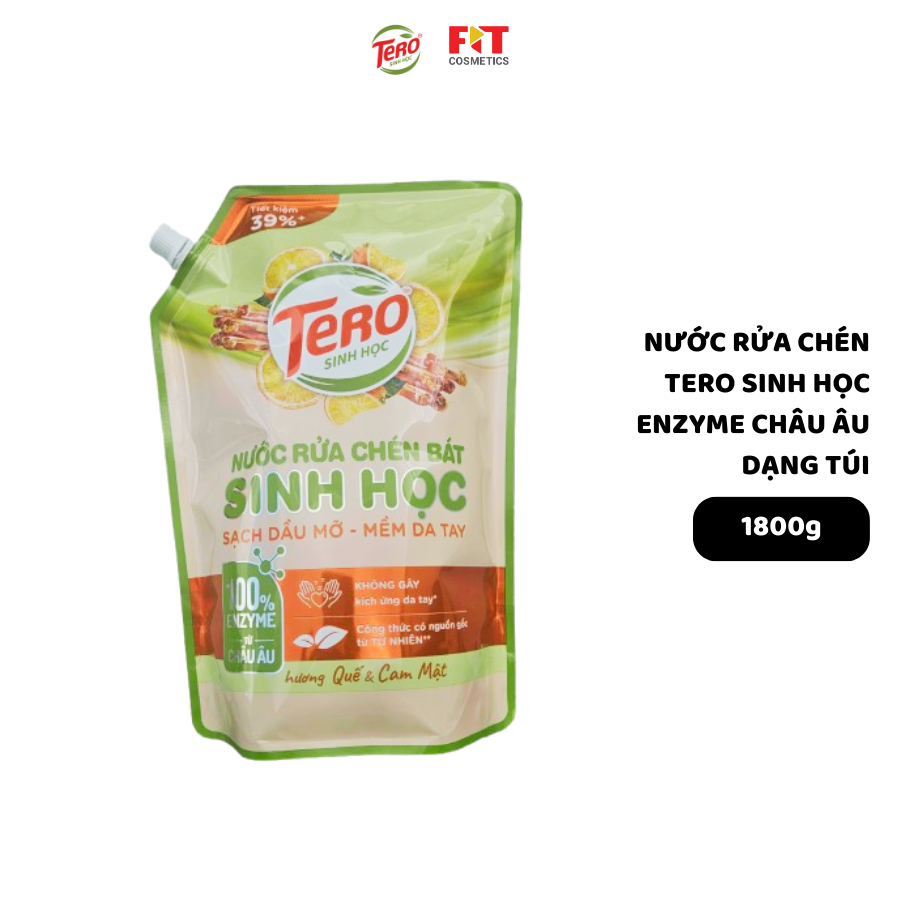 Túi nước rửa chén Tero sinh học enzyme Châu Âu lành tính bảo vệ da tay 1,8kg