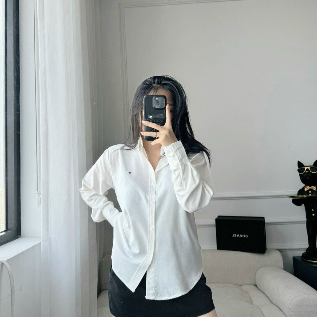 Áo sơ mi trắng dài tay xuất dư form basic, siêu xinh size S,M,L