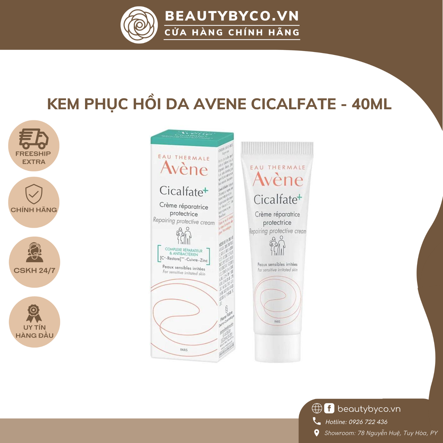 Kem Avene cicalfate+ repairing cream phục hồi da, lành vết thương 40ml - Beautybyco