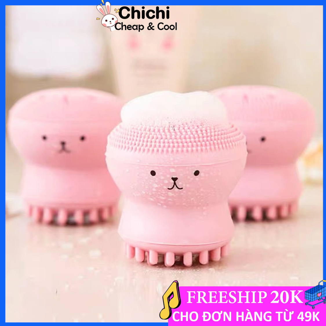 Bàn chải rửa mặt bạch tuộc dễ thương LD02 Chichi cọ rửa mặt bạch tuộc làm sạch sâu lỗ chân lông massage da nhẹ nhàng làm sáng và trẻ hóa làn da