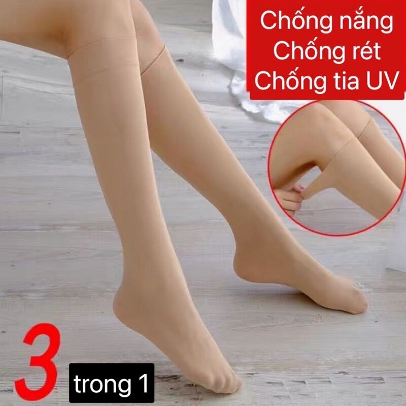 5 đôi Tất/vớ da chân dày dặn dài tới gối chống nắng chống tia uv bảo vệ da chân. Tất gối Kim Yến Mẹ và Bé