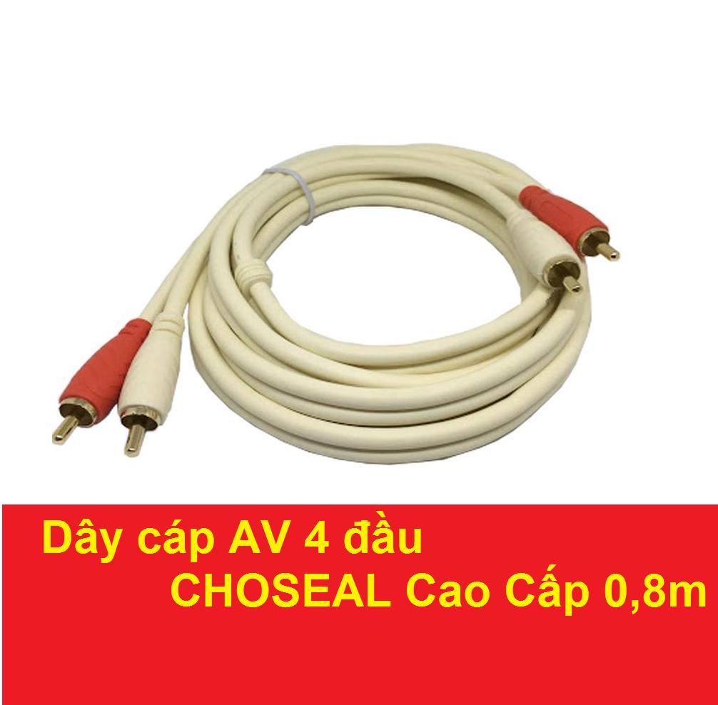 Cáp av 4 đầu hoa sen cao cấp dài 0.8m, dây đồng nguyên chất, đầu jack mạ vàng 24k choseal