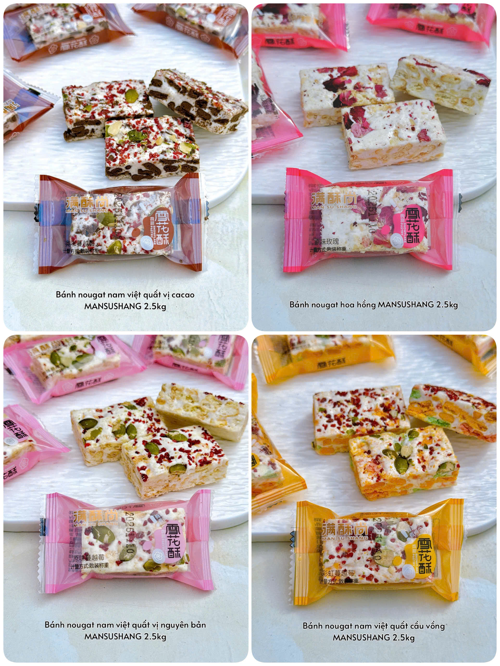 [ XÁ 1KG ] BÁNH NOUGAT NAM VIỆT QUẤT MANSUSHANG [ MIX NHIỀU VỊ ] [300GR] [500GR]