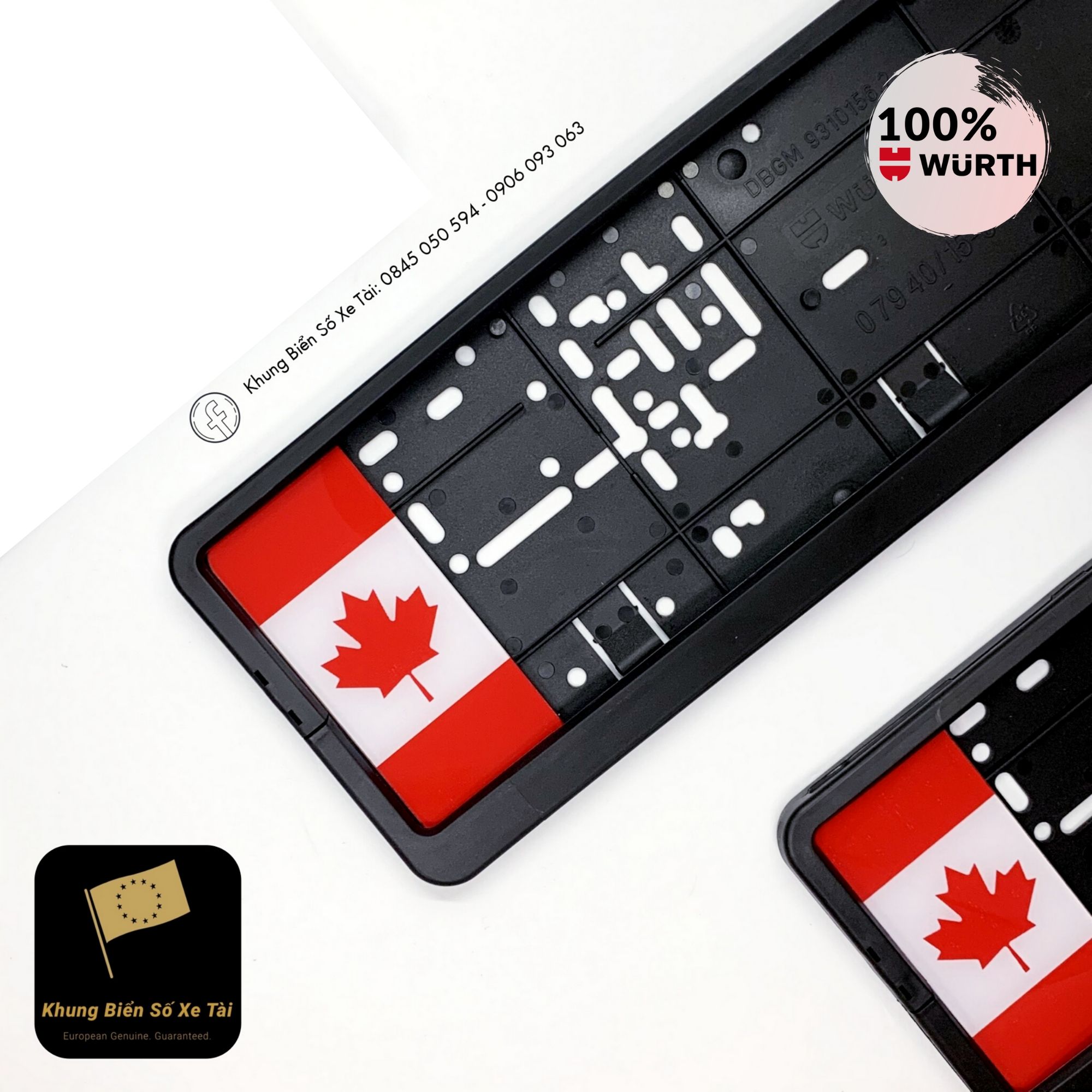 Khung biển số xe ô tô Châu Âu Wurth phiên bản cờ Canada