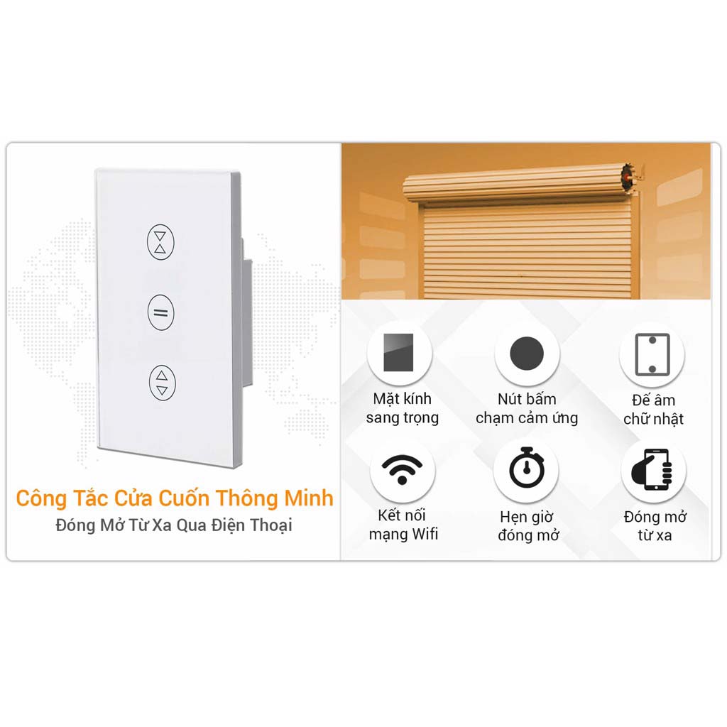 Công tắc cửa cuốn wifi/zigbee thông minh tuya , điều khiển cửa cuốn wifi viền vàng điều khiển từ xa cửa cuốn qua app hẹn giờ ra lệnh giọng nói