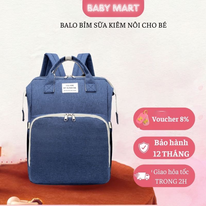 Ba lô bỉm sữa đa năng cho mẹ và bé kiêm nôi di động cao cấp gấp gọn sunshine có ngăn giữ nhiệt , nhiều ngăn đa năng - balo trẻ em đa năng kèm giường di động không thấm nước cho bé