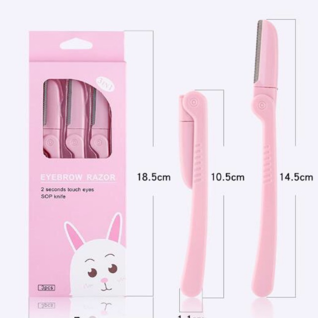 Bộ 3 dao cạo lông mày hình gấu màu hồng kuteee