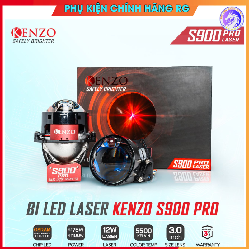 Đèn Bi led Laser Kenzo S900 pro 100W và S900 80W gương cầu led xe máy pro magic titan platium