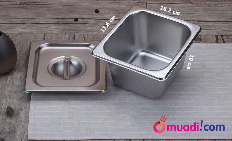 Khay đựng topping inox 1/6 16.2x17.6x10 cm (có nắp)