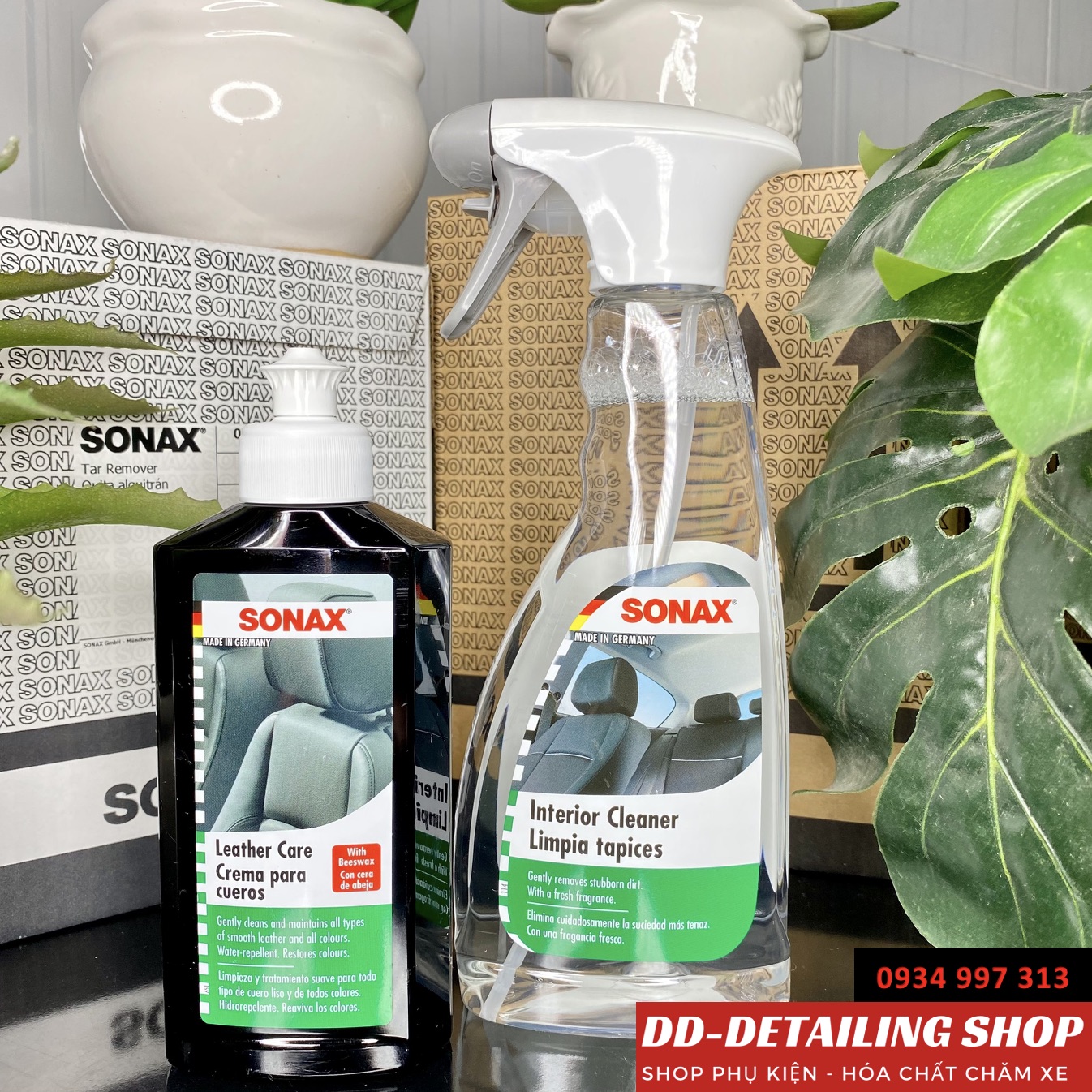 [GIÁ SỈ] Combo dung dịch vệ sinh làm sạch nội thất Sonax Interior Cleaner + Dưỡng Da Sonax Leather Care - Nhập khẩu Đức