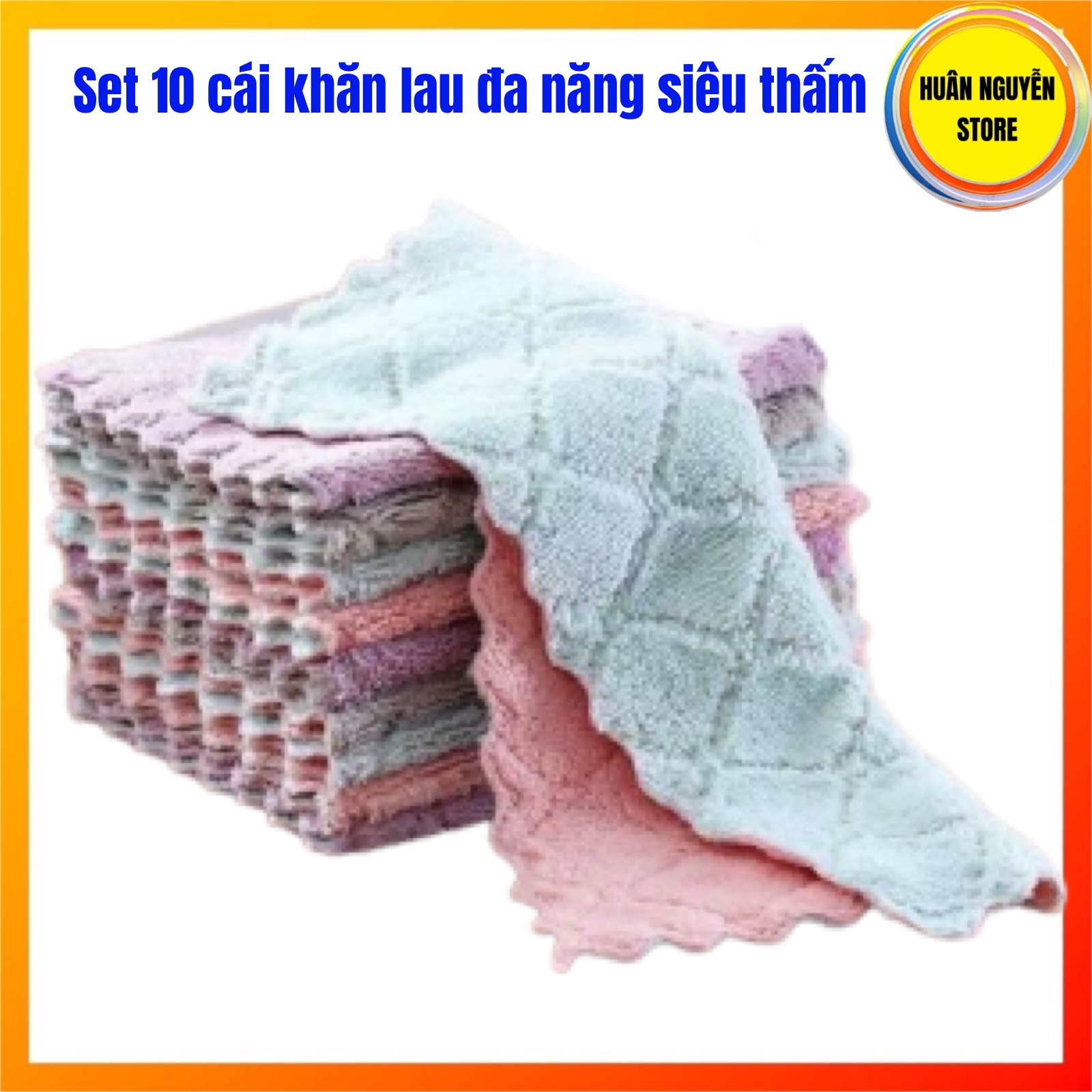 Set 10 cái khăn lau bếp đa năng 2 mặt siêu thấm nước loại 1 - nhi vu store