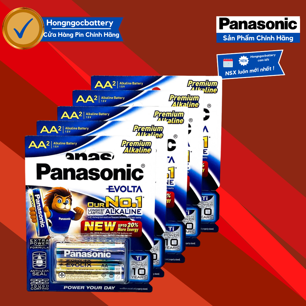 5 đôi pin aa panasonic evolta 1,5v lr6eg/2b - hàng chính hãng