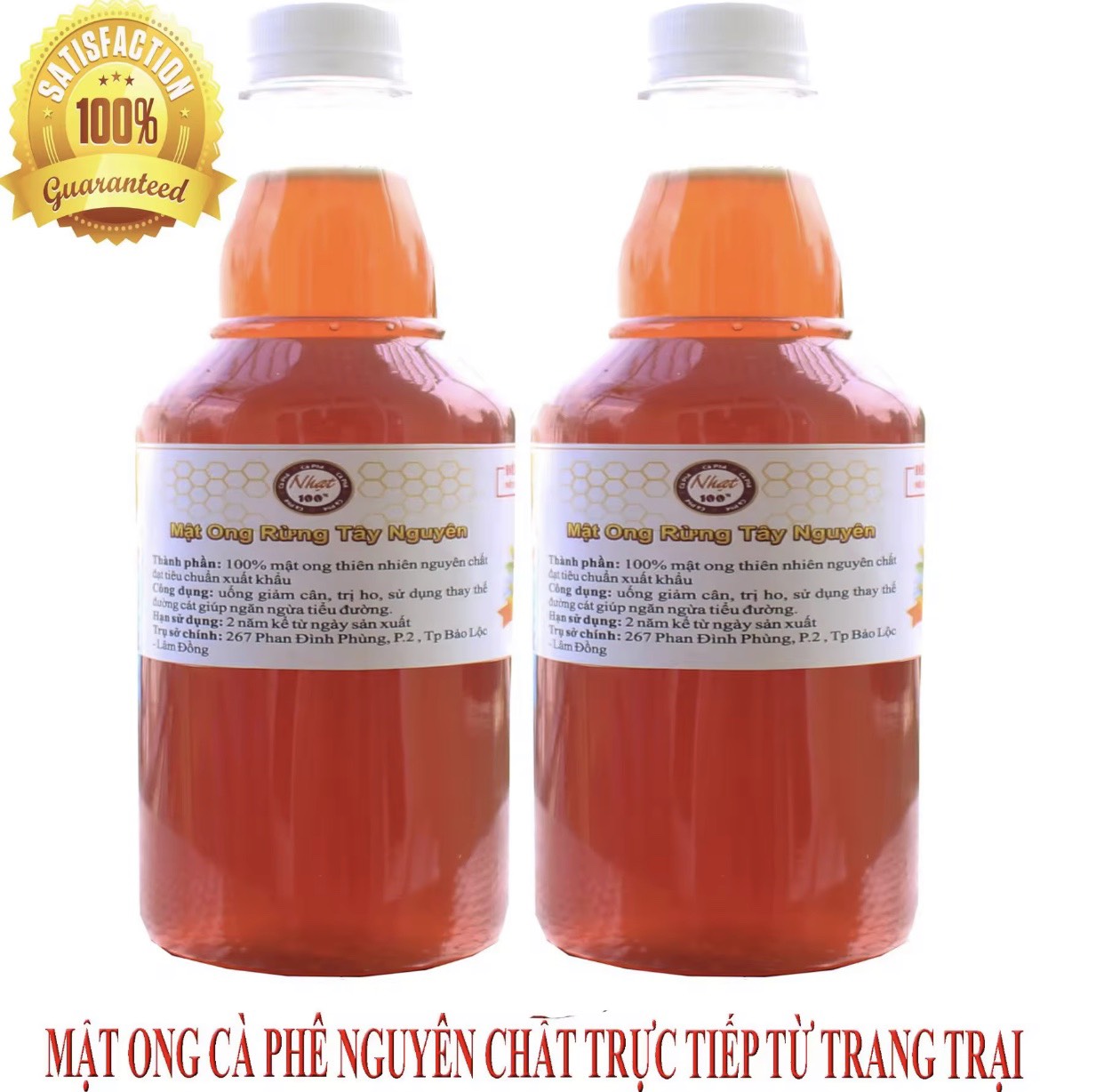 Mật ong hoa cà phê tây nguyên- bộ 2 chai 500ml - trang trại mật ong nhạt cà phê đạt tcvn