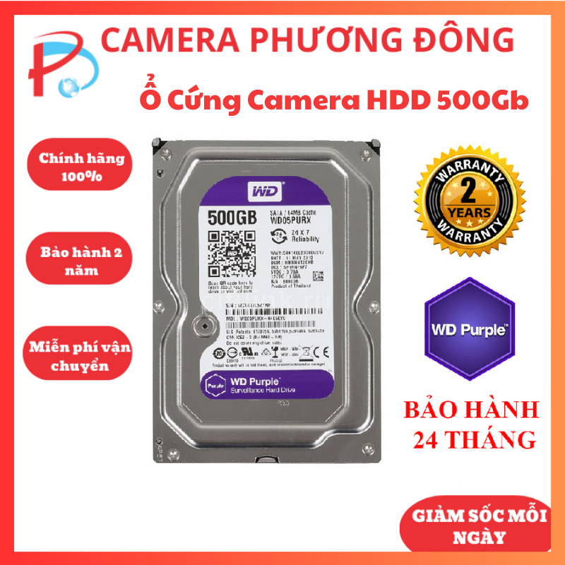 Ổ cứng camera hdd 500gb wd purple surveilance - hàng nhập khẩu