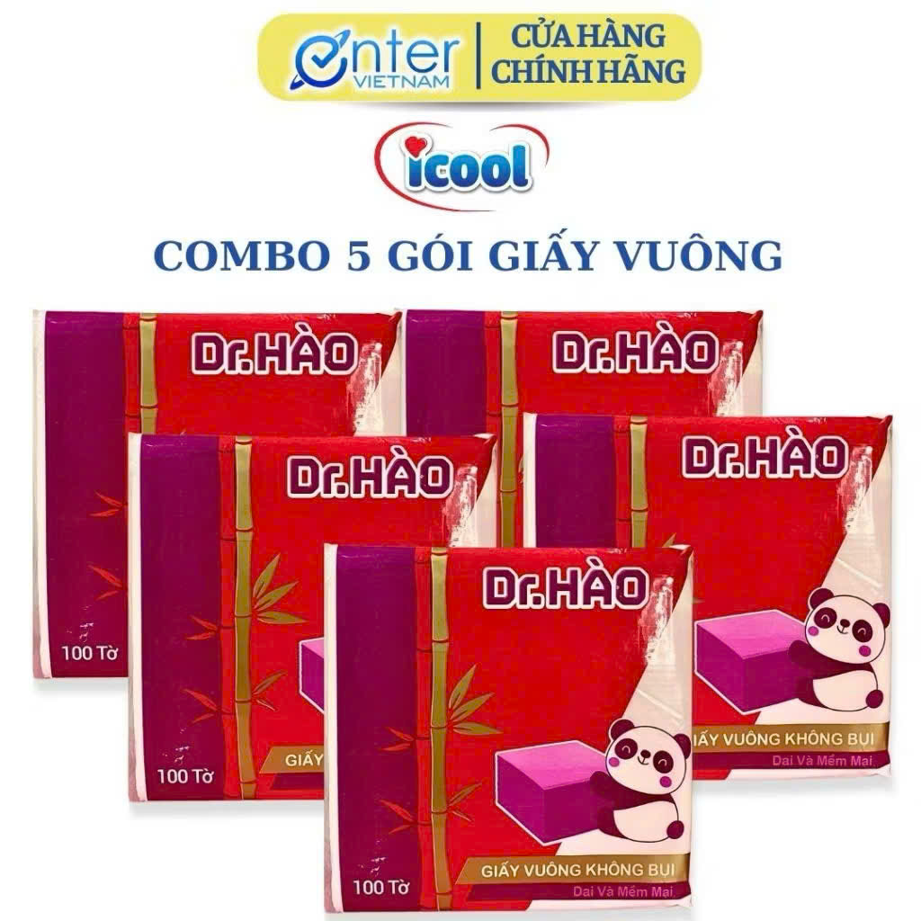   Hàng Chính Hãng  Giấy vuông Dr.HÀO ICOOL không bụi mềm mại và dai 