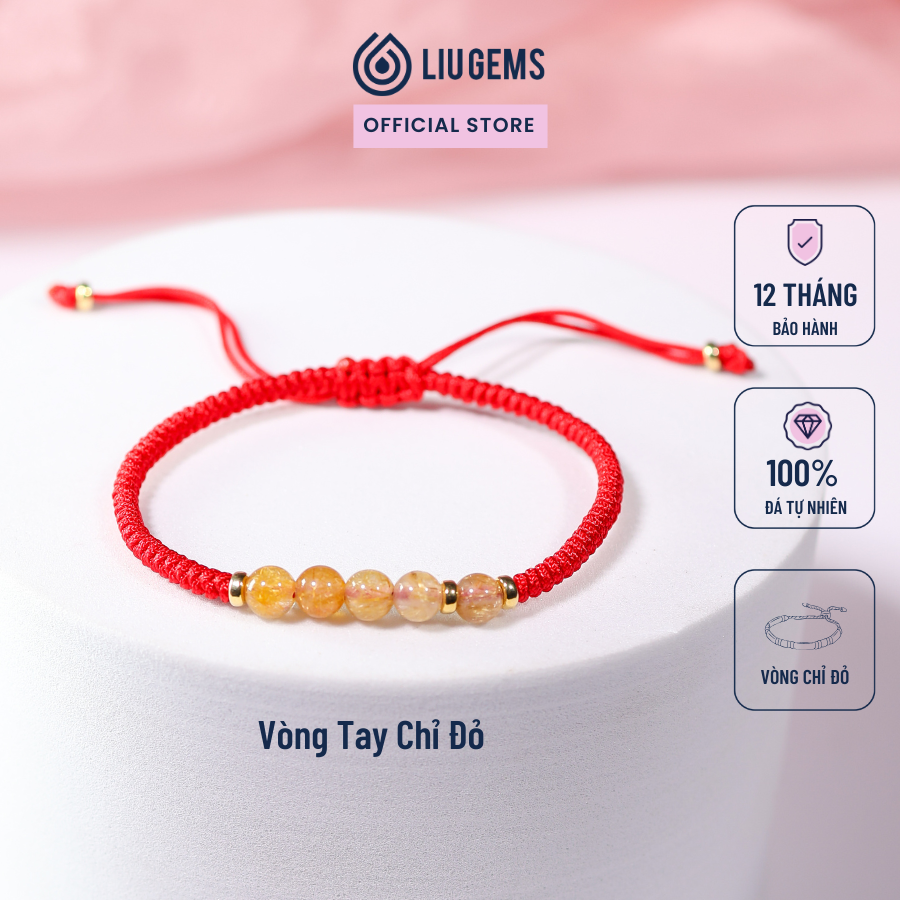 Vòng Tay Chỉ Đỏ Handmade 5 Hạt Đá Phong Thuỷ Liugems Cho Nam Nữ Unisex Thời Trang May Mắn Năng Lượng CD03
