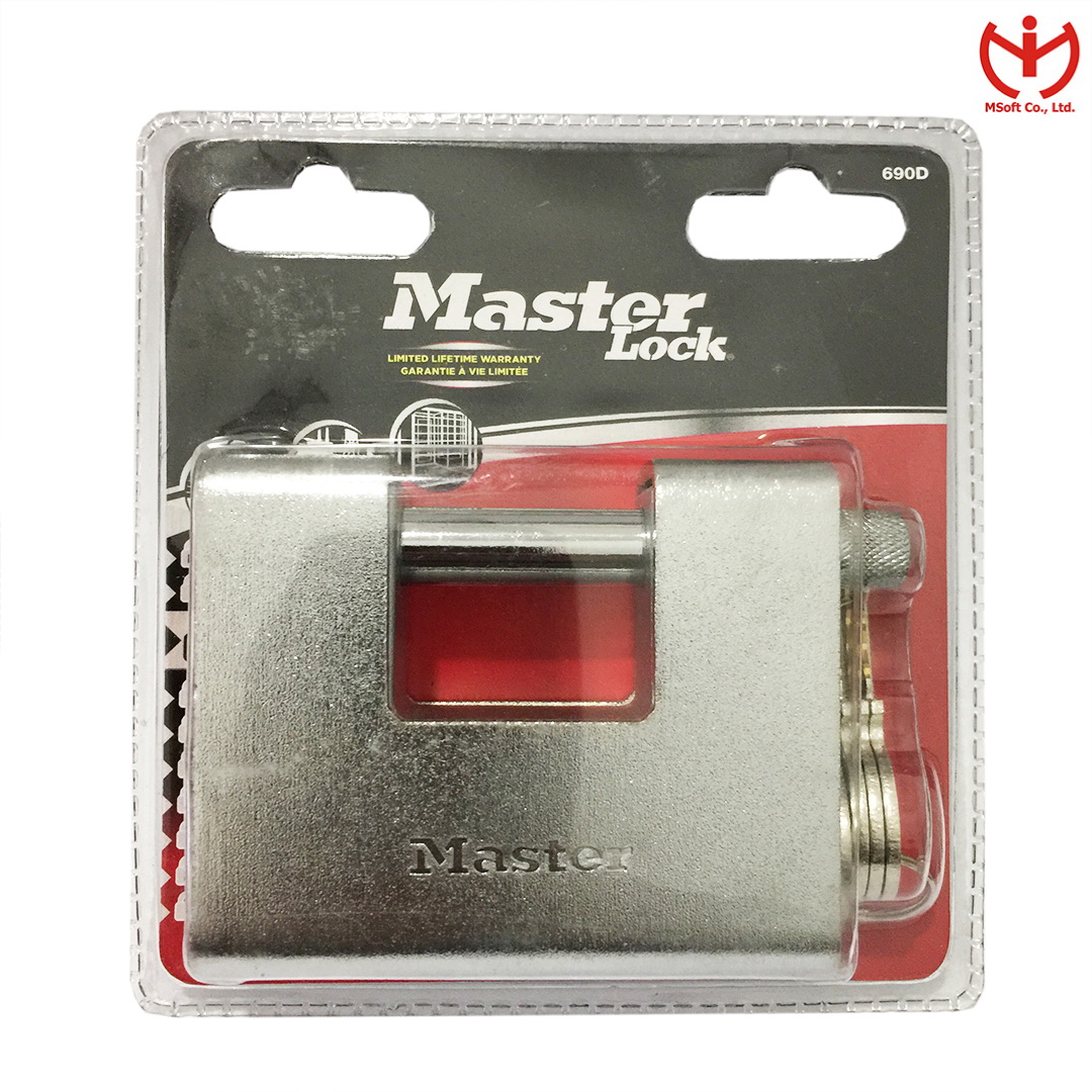 Ổ khóa cầu ngang master lock 690 eurd thân thép 90mm 4 chìa răng cưa - msoft