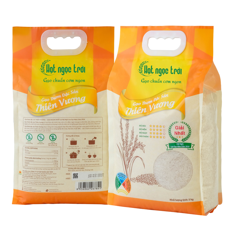 GẠO HẠT NGỌC TRỜI THIÊN VƯƠNG TÚI 5KG - GẠO ĐẠT GIẢI NHẤT GẠO NĂM CHÂU
