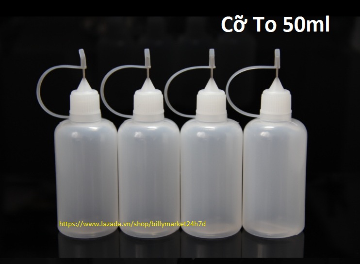 Bình lọ dùng chứa, chiết, đựng tinh dầu, chất lỏng có đầu kim và nắp Silicon dung tích tối đa 50ml (1 bình chiết)