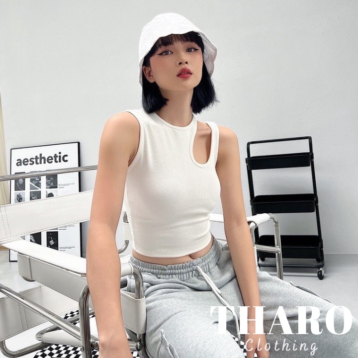 Áo croptop ba lỗ giọt nước - tharo clothing -