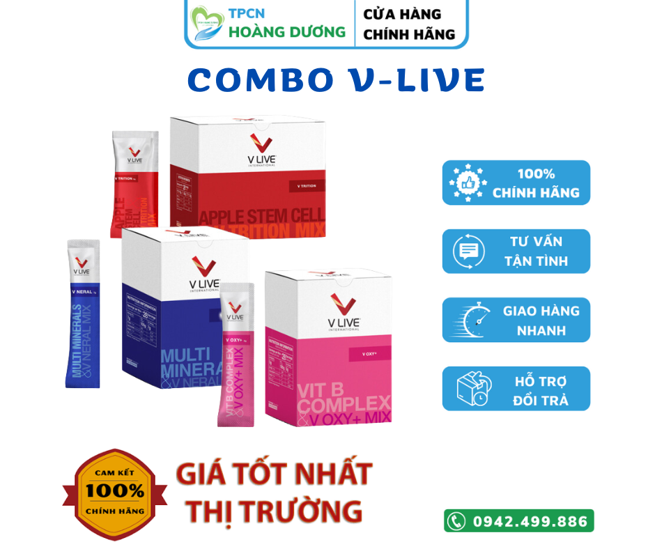 Bộ 3 siêu dinh dưỡng vlive: v-trition, v oxy+, v-neral nuôi dưỡng và bảo vệ, tái tạo các tế bào từ sâu bên trong