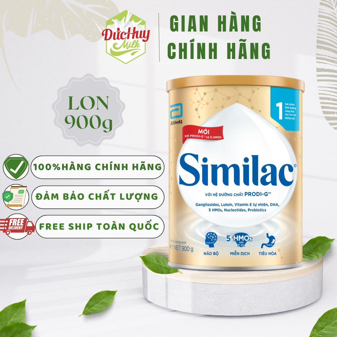 Sữa bột Similac 1 900g đột phá dinh dưỡng 5G cho trẻ từ 0-6 tháng tuổi miễn dịch khỏe nhanh trí tựa "5G"