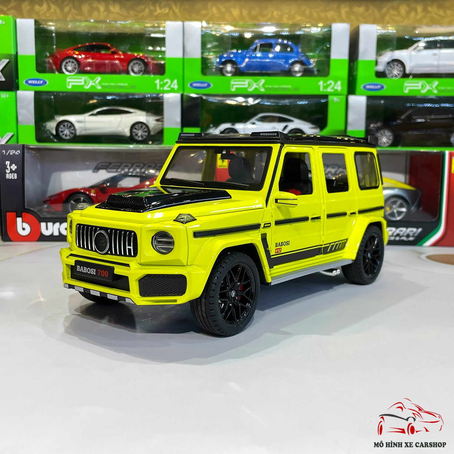 Mô hình xe hợp kim Mercedes-Benz G700 Brabus tỉ lệ 1:18 dài 30cm hãng Weituo Carshop màu vàng