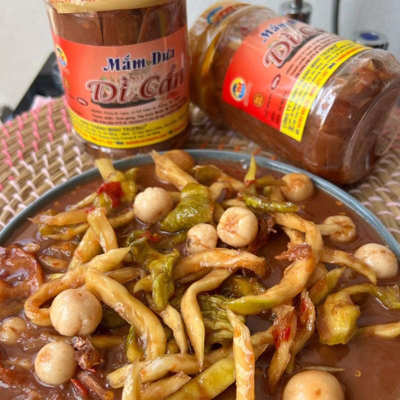 Mắm dưa dì cẩn đà nẵng hũ 500g - giòn, thơm, ngon