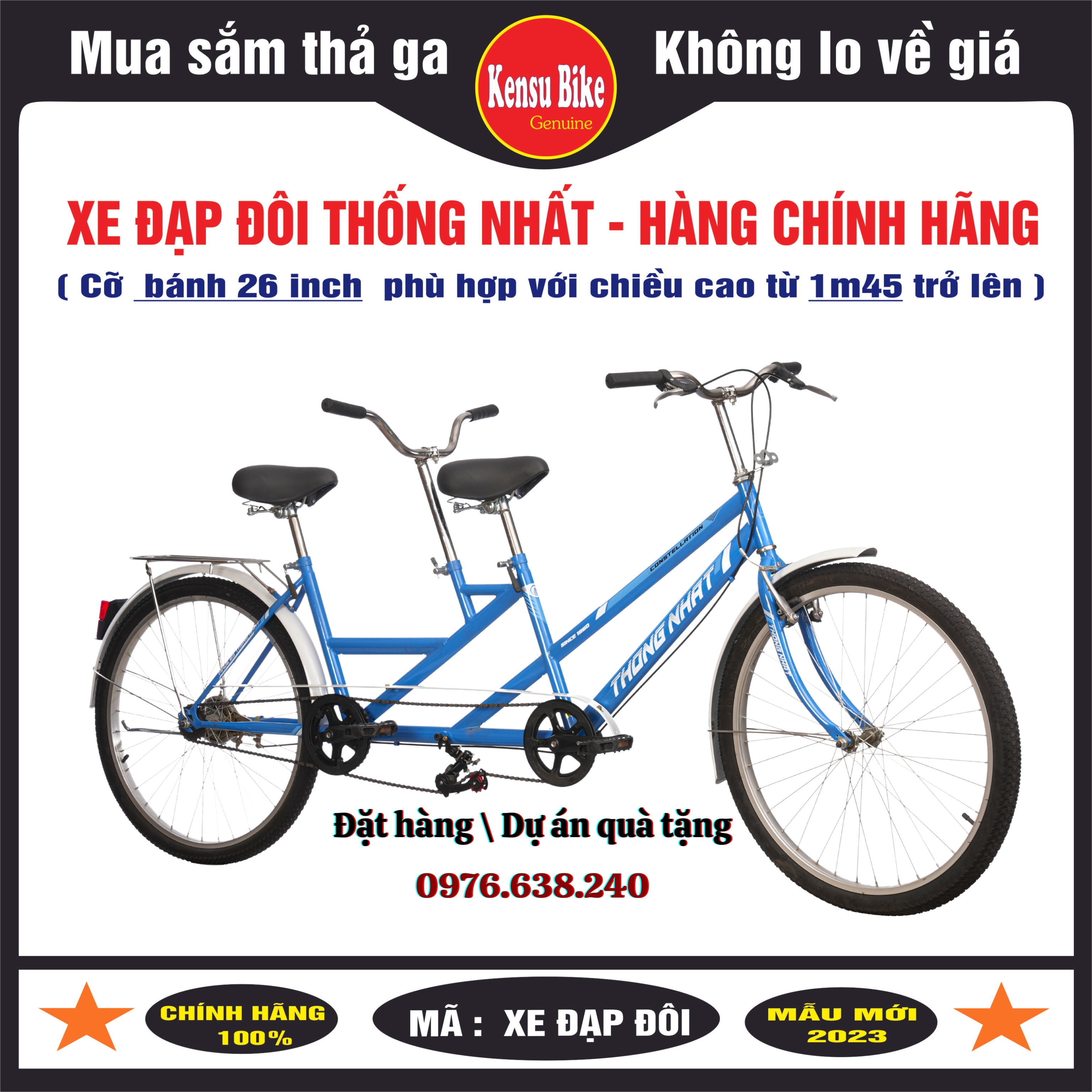 ( Free ship toàn quốc ) Xe đạp đôi Thống Nhất hàng chính hãng , xe rất phù hợp cho cả gia đình cùng nhau đạp xe thể dục mỗi ngày - giúp gắn kết tình cảm gia đình vợ chồng và con cái